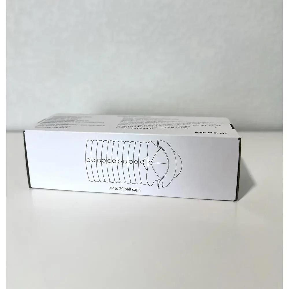 Zukey White Plastic Wall Hat Rack Up to 20 Ball Caps 22LB Max - NEW